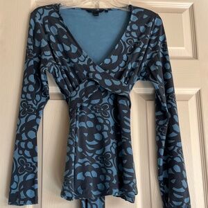 Boden Stretchy Wrap-Style Top, Blue